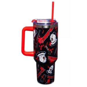 Damien Leones Terrifier Themed ART THE Clown Travel Mug 40 Oz Tumbler With Straw